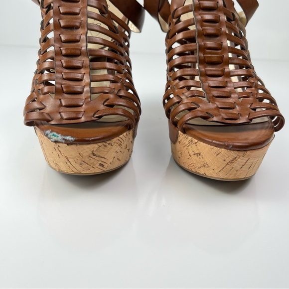 Guess Vintage Y2K Brown Wedge Heel Shoes – Size 8.5, Ankle Strap, 4" Heel - Picture 6 of 13
